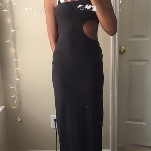 One shoulder black spandex dress